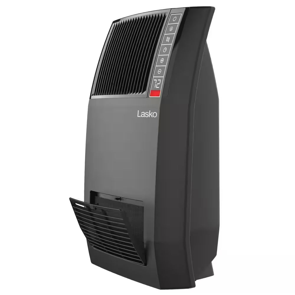 1500-Watt 20 In. Black Electric Console Ceramic Space Heater with Tip-Over Switch, Adjustable Louvers, Timer, Remote