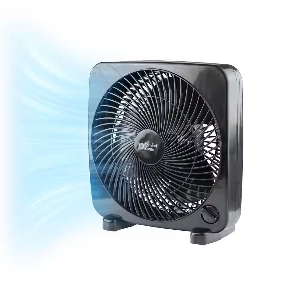 9 In. Black Box Fan with 3-Speed Front Control