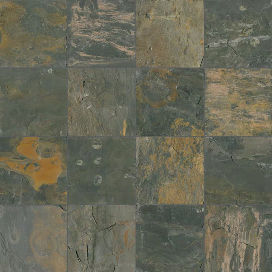 Rustique Earth Gauged Natural Slate Square Tile 12 In. X 12 In., Floor and Wall (10 Sq. Ft./Case)