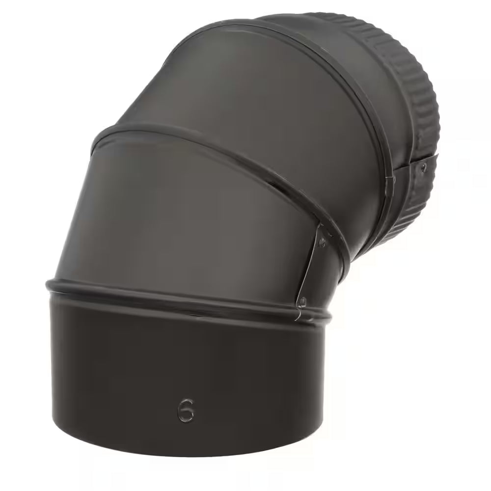 6 In. X 6 In. Black Stove Pipe Elbow