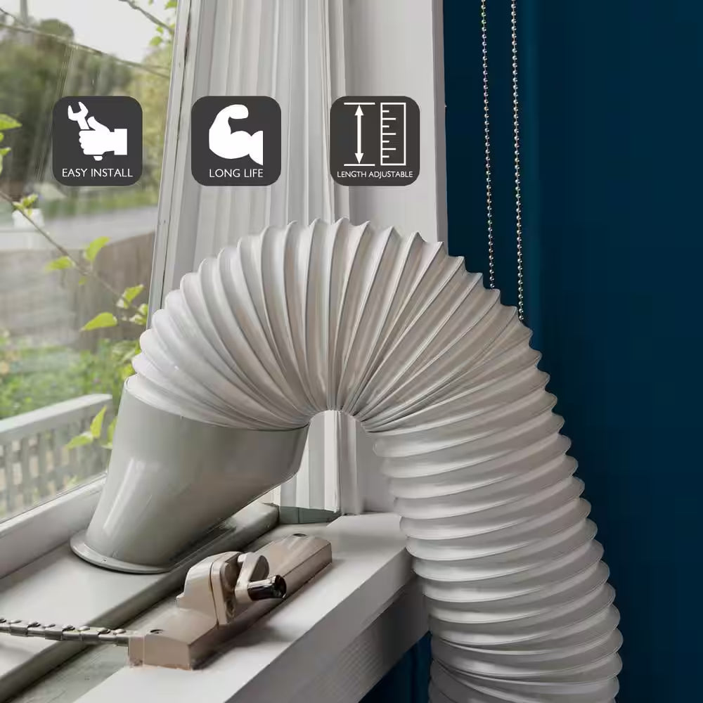 5.9 In. X 6.5 Ft. Non-Insulated Flexible Exhaust Hose for Portable Air Conditioner, Counter-Clockwise