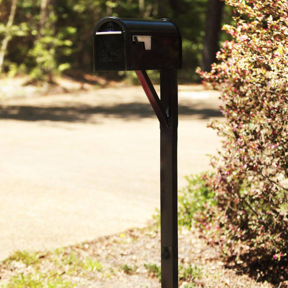 Steel Drive-In, Top Mount, Mailbox Post Kit, Black