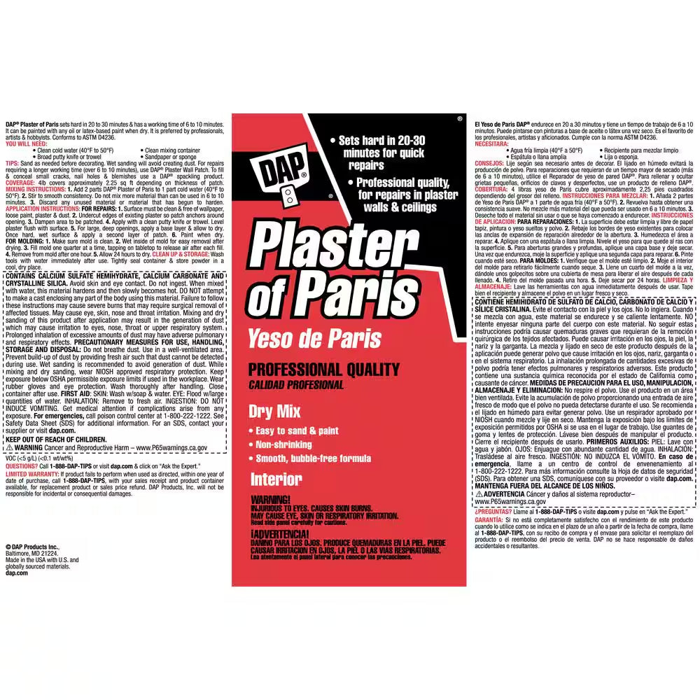 Plaster of Paris 4 Lbs. White Dry Mix