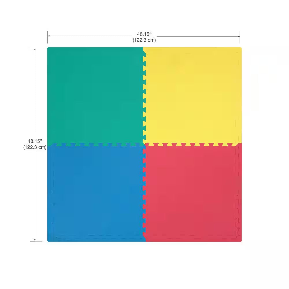 Multi-Purpose 24 In. X 24 In. Interlocking Multi-Color Foam Flooring Recyclamat (4-Pieces)