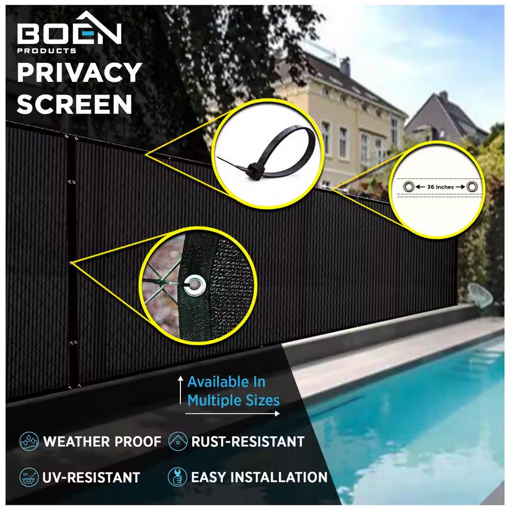 6 Ft. X 50 Ft. Black Privacy Fence Screen Netting Mesh with Reinforced Grommet for Chain Link Garden Fence