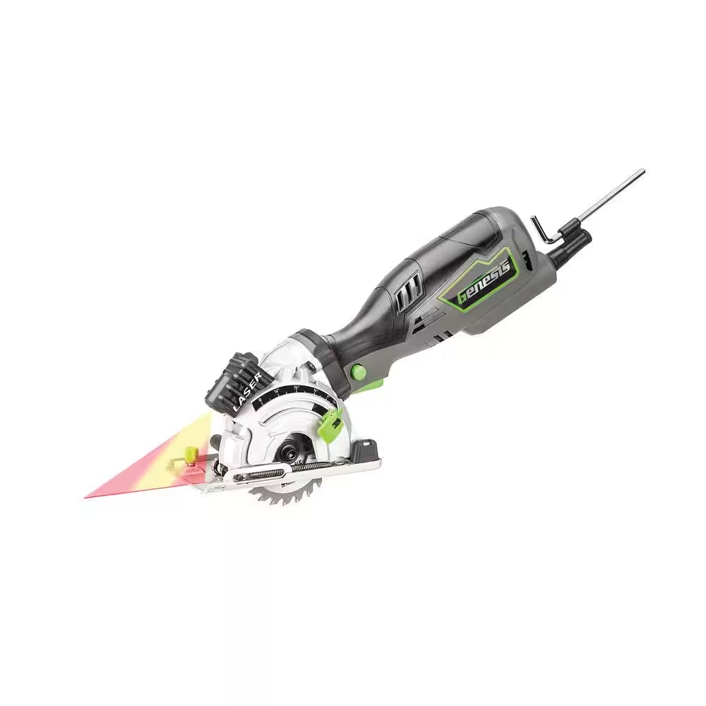 5.8 Amp 3-1/2 In. Control Grip Plunge Compact Circular Saw Kit with Laser, Hose, 3 Blades, Rip Guide and Bag