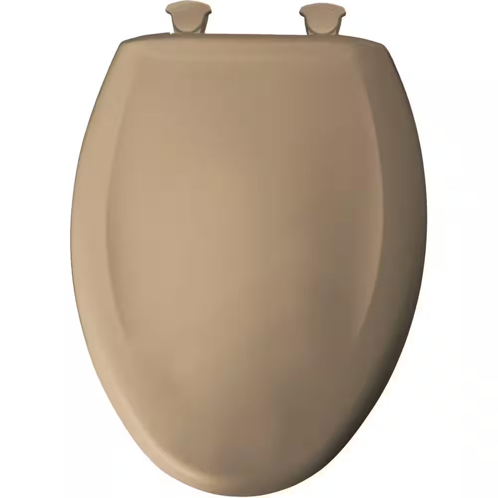 Elongated Soft Close Plastic Removes for Easy Cleaning and Never Loosens Toilet Seat in Mexican Sand
