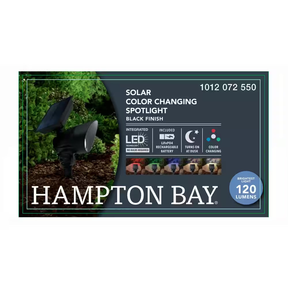 120 Lumen Black LED Weather Resistant Outdoor Solar Spot Light with Color Changing and Adjustable Head