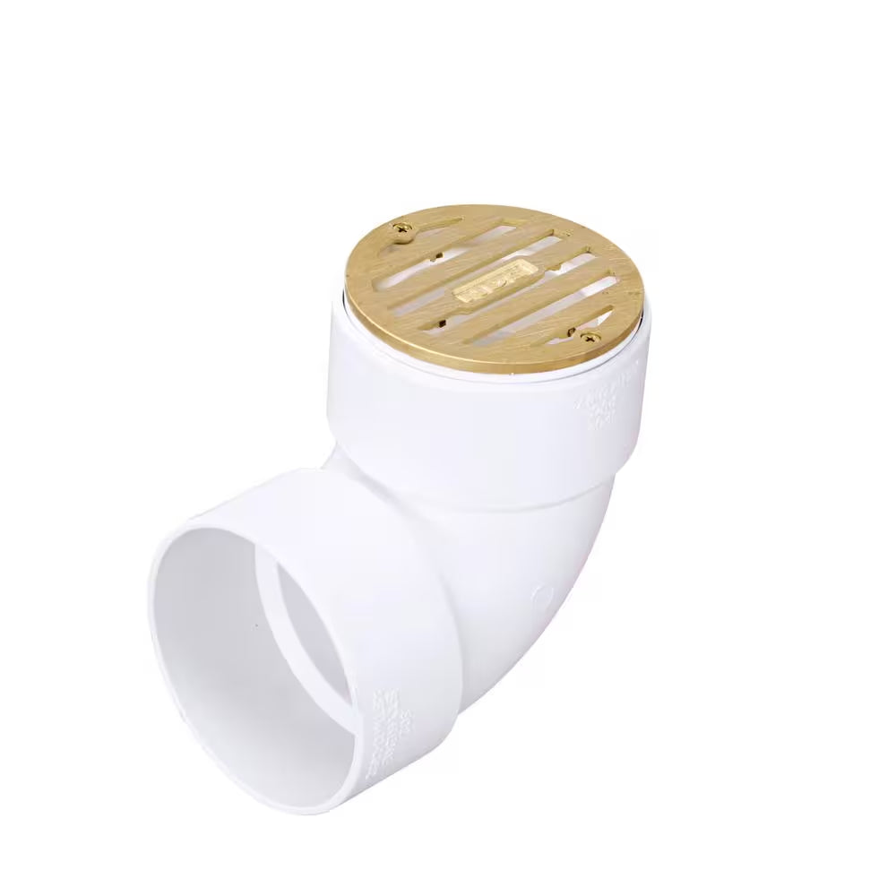 3 In. Brass round Drainage Grate with PVC Collar