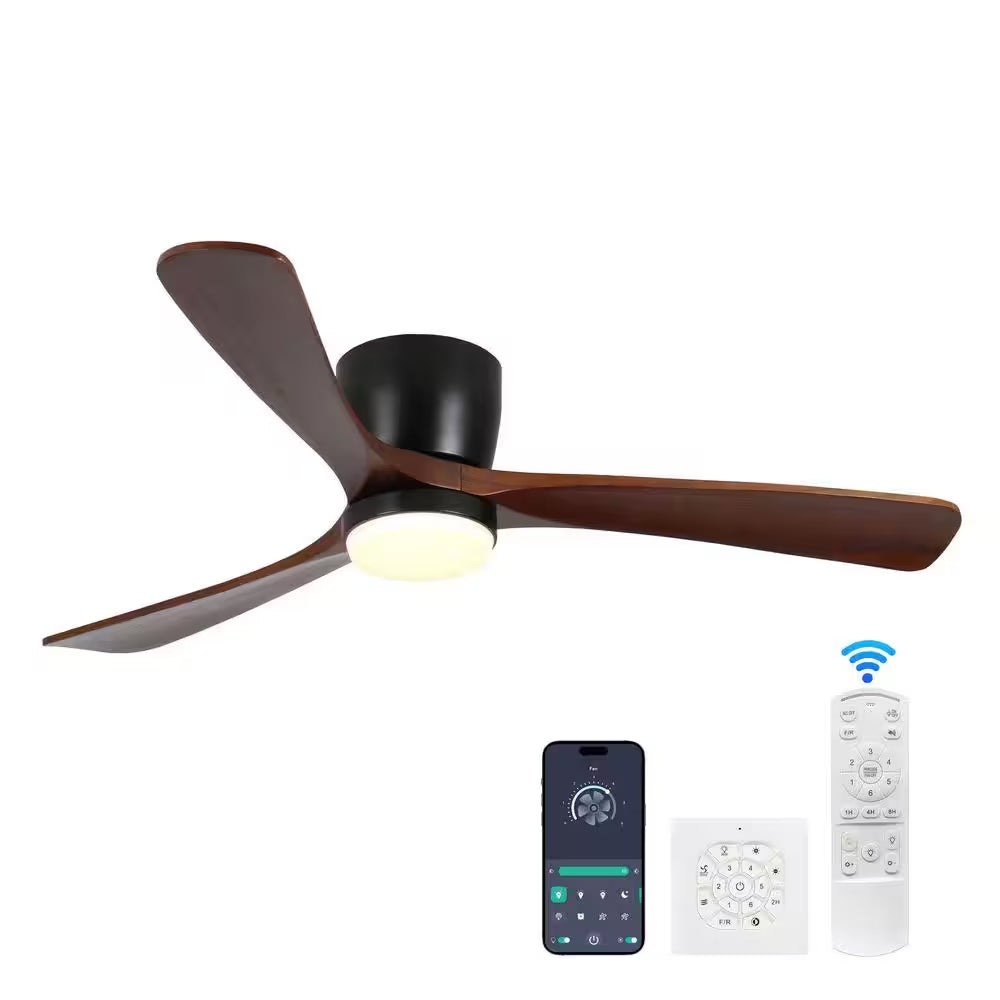 42 In. Smart Indoor Black Ceiling Fan with LED Light and App Remote Control 3 Colors Adjustable and Reversible DC Motor