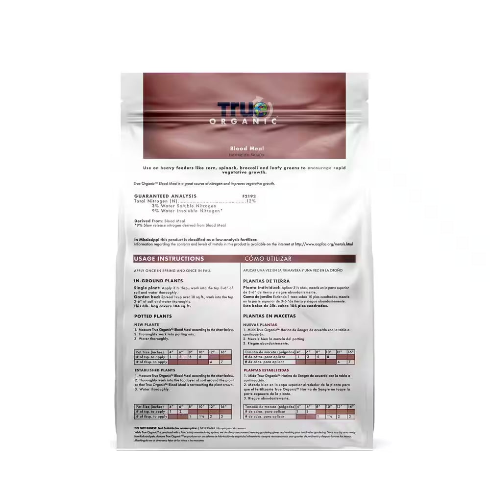 3 Lbs. Organic Blood Meal Dry Fertilizer 12-0-0