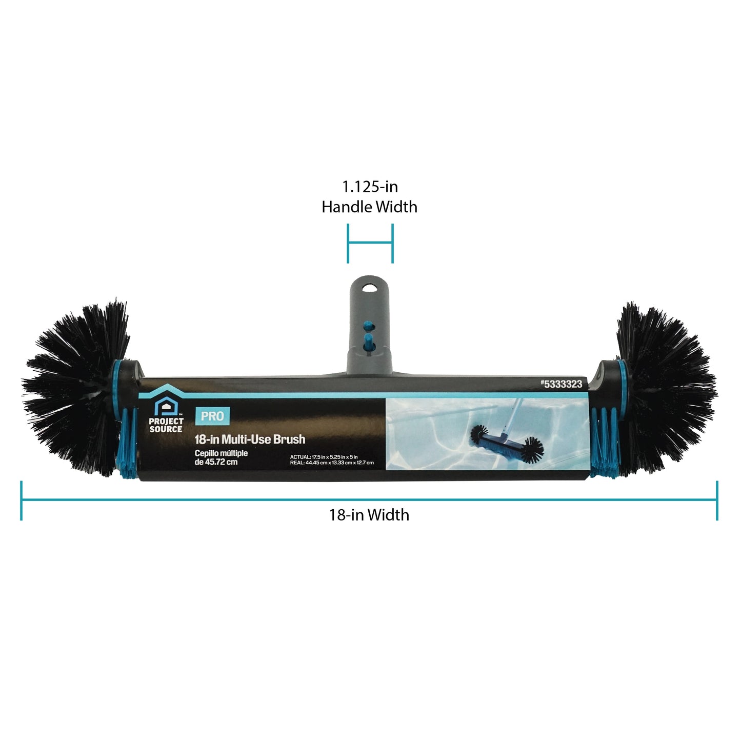 18-In Plastic Wall Brush Pool Brush Safe for Concrete Surfaces Safe for Vinyl Surfaces Safe for Plaster Surfaces