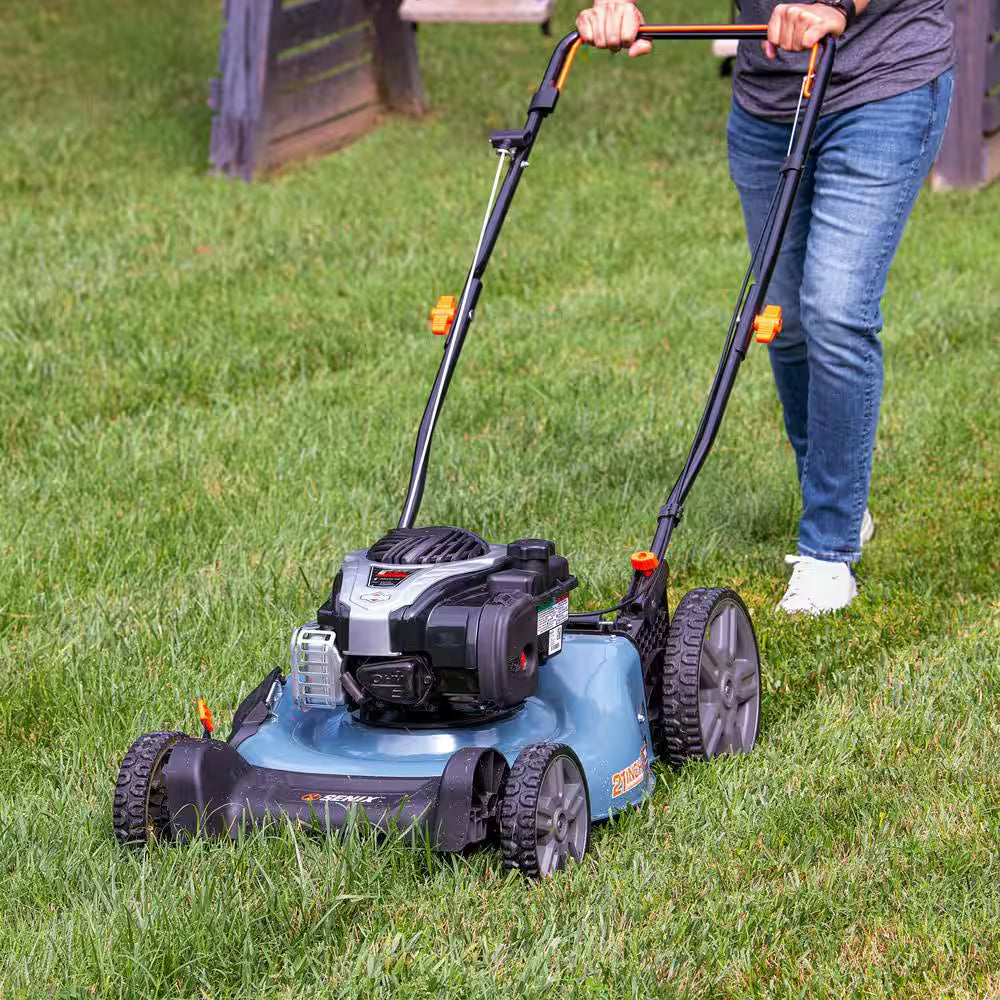 21 In. 140Cc 4-Cycle Briggs and Stratton Engine Gas Push Lawn Mower with 3-In-1 Mulching Bagging Side Discharge