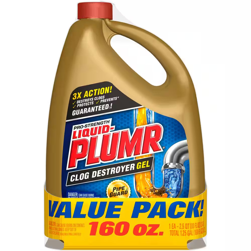 80 Oz. Pro Strength Full Clog Destroyer and Drain Cleaner plus Pipeguard (2-Pack)