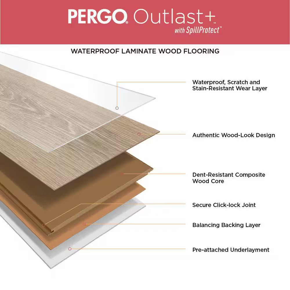 Outlast+ Antique Cherry 12 Mm T X 6.1 In. W Waterproof Laminate Wood Flooring (16.12 Sq. Ft./Case)