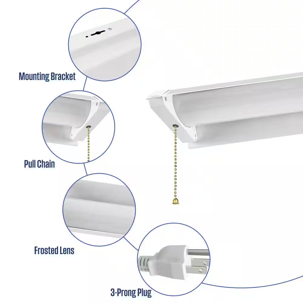 4 Ft. 50-Watt 6000 Lumen LED Shop Light, White, 2 Pack