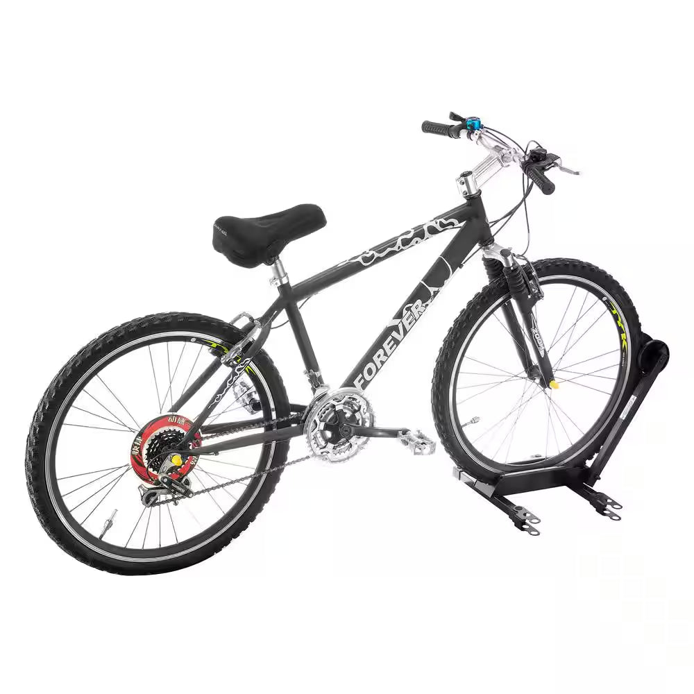 Black 1-Bike Foldable Floor Stand Garage Bike Rack