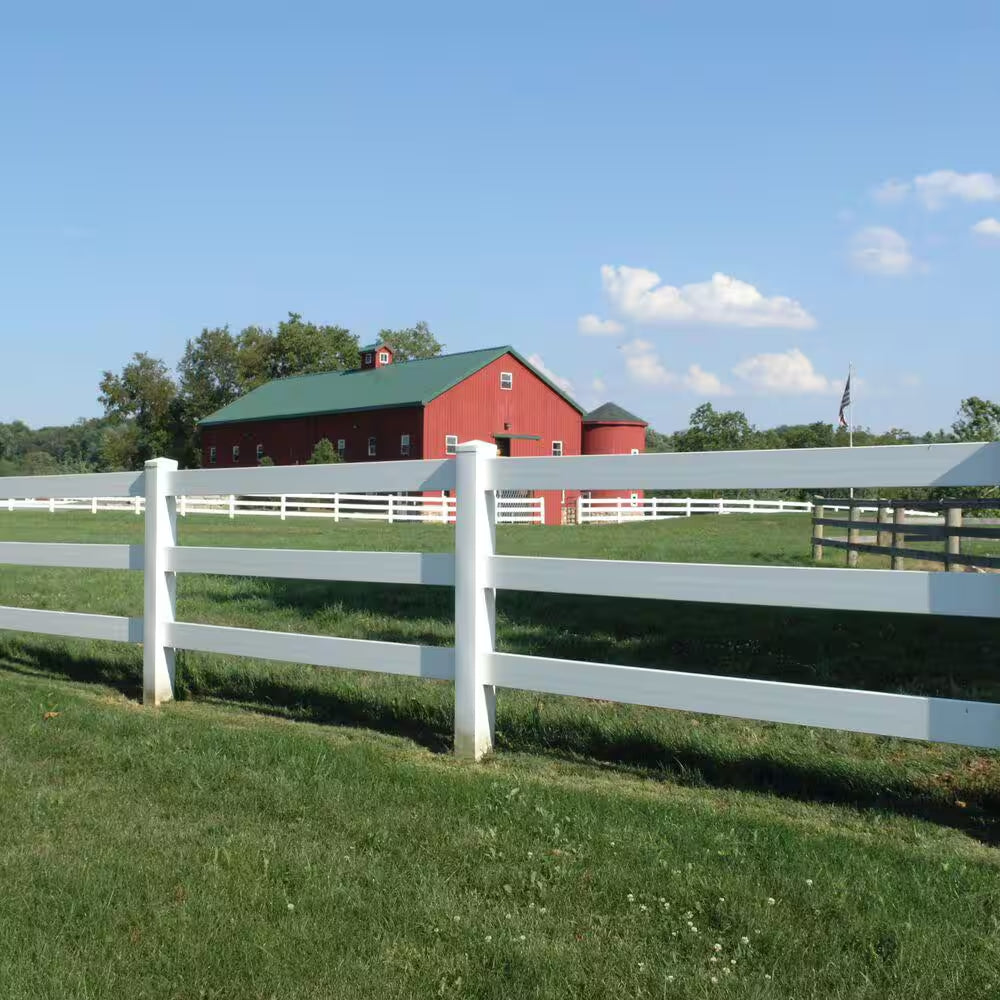 5 In. X 5 In. X 7 Ft. 3-Hole White Vinyl Fence Line Post