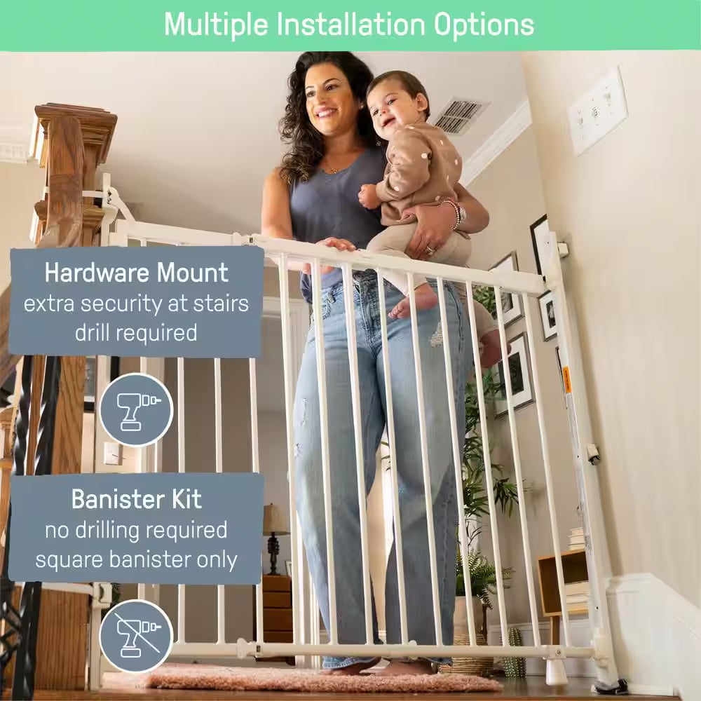Stairway plus 46W Series Safety Pet and Baby Gate, 32 In. - 48 In. Wide, 32.5 In. Tall, Pressure or Hardware Mounted
