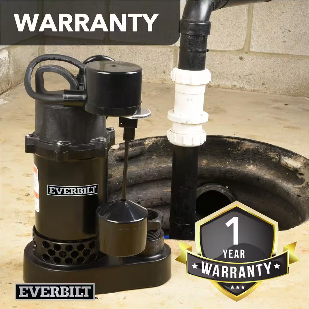 1/3 HP Aluminum Submersible Sump Pump Vertical Switch