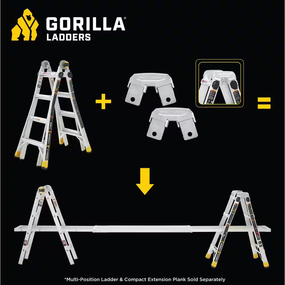 Lightweight Aluminum Rail Brackets, Fits All Gorilla MPX Multi-Position Ladders, Quick and Easy to Use