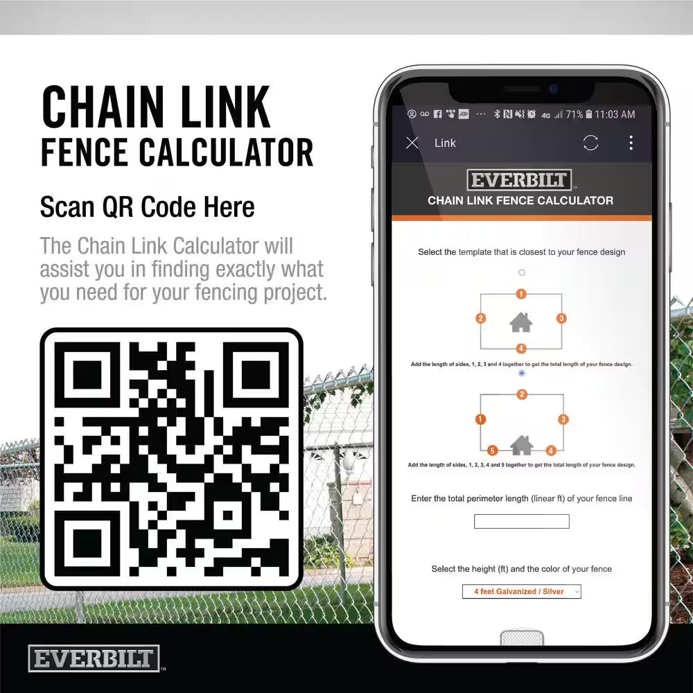 48 In. X 50 Ft. 9-Gauge Galvanized Steel Black Chain Link Fence Fabric