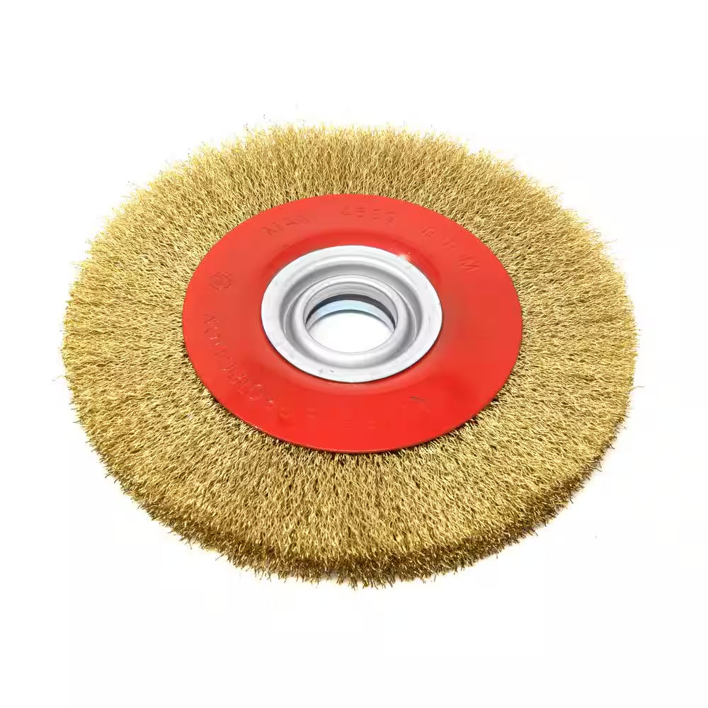 8 In. X 3/4 In. Crimped Steel Bench Wire Wheel with Arbor Adapters