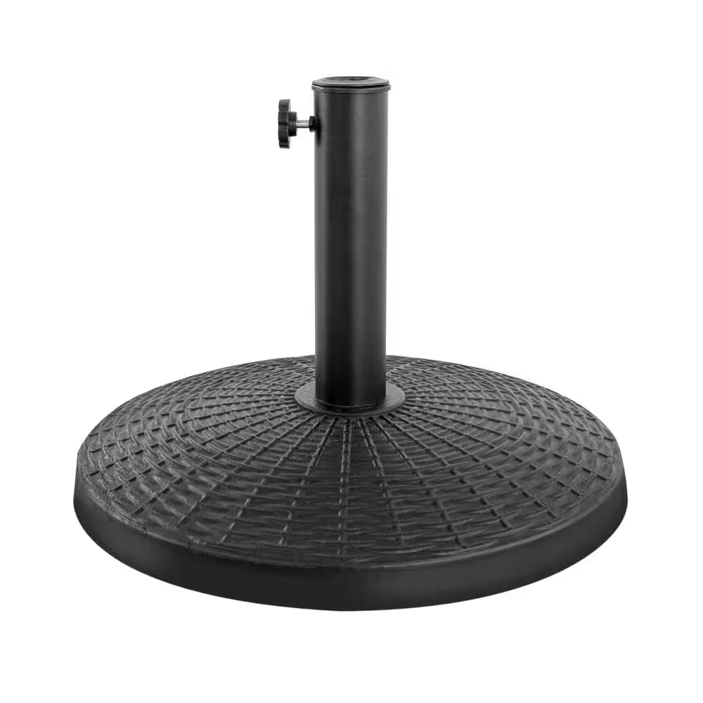 Black Resin and Concrete Outdoor 22 Lb. 18 In. round Patio Umbrella Base, for 1.5 In. Umbrella Poles