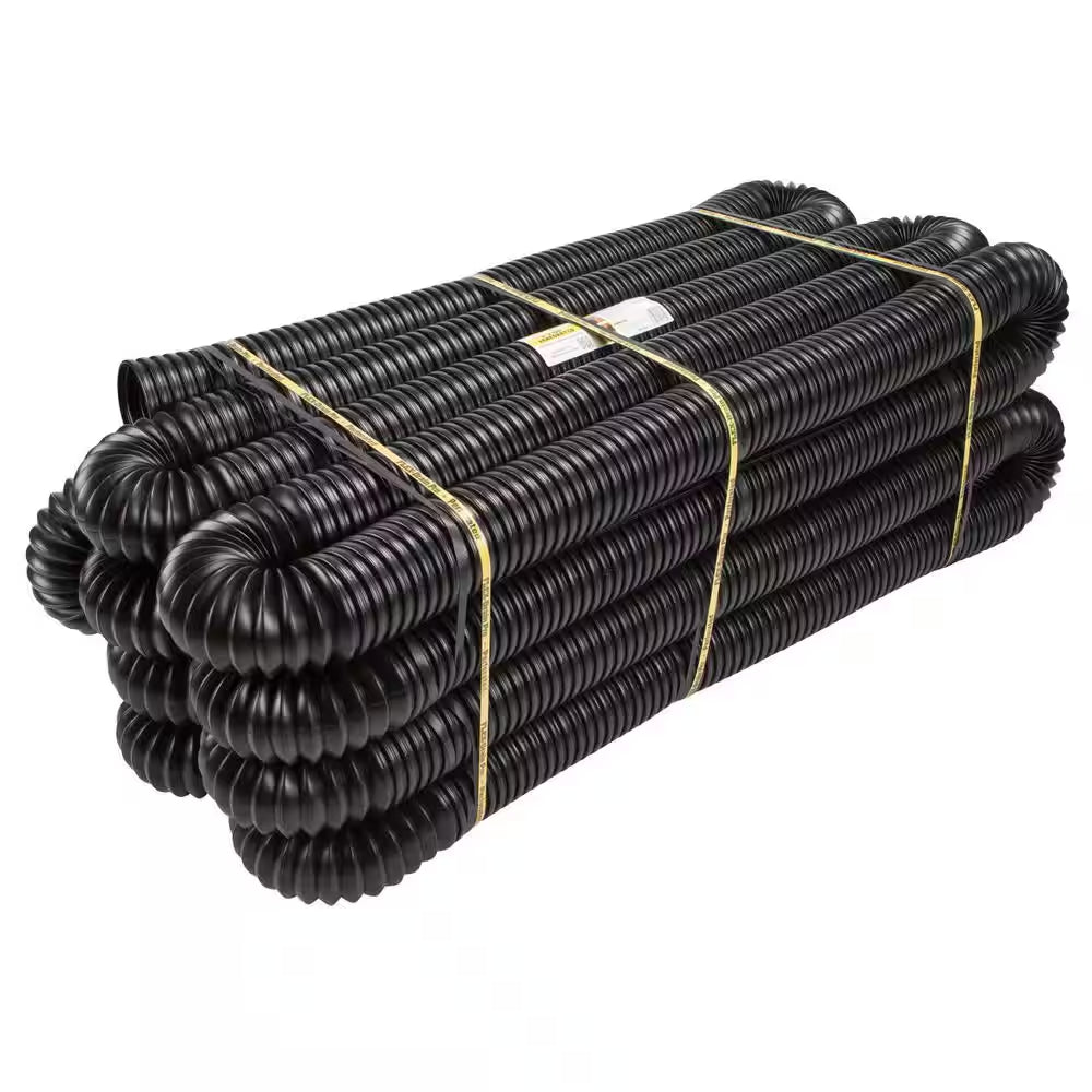 FLEX Drain Pro 4 In. X 100 Ft. Black Copolymer Perforated Drain Pipe