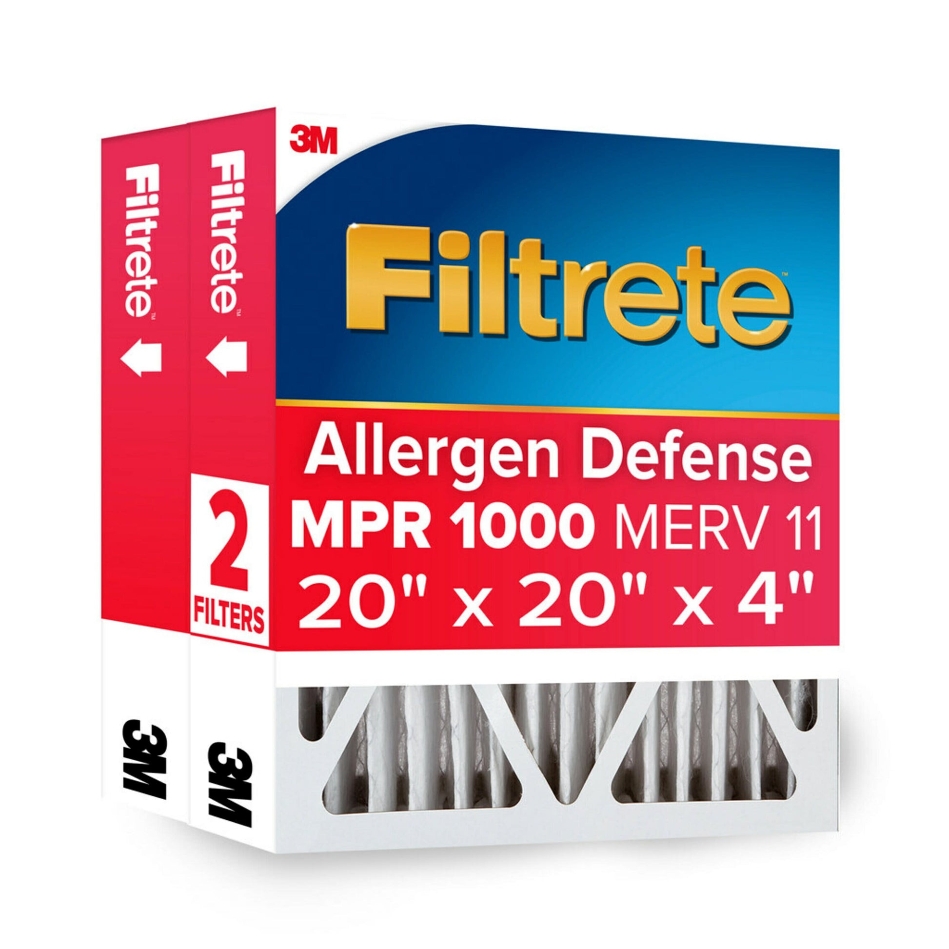 20 X 20 X 4 MERV 11 1000 MPR Allergen Defense Electrostatic Pleated Air Filter 2 -Pack