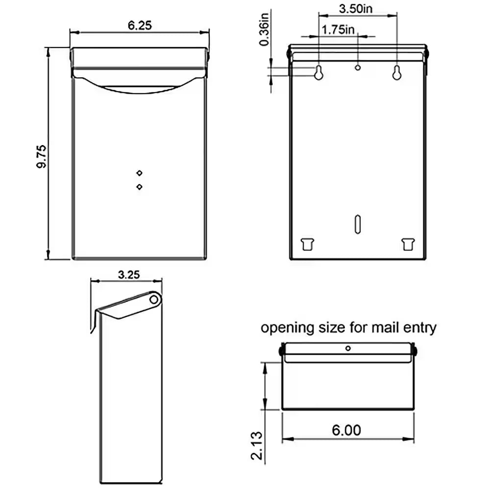 City Classic Black, Small, Steel, Vertical, Wall Mount Mailbox
