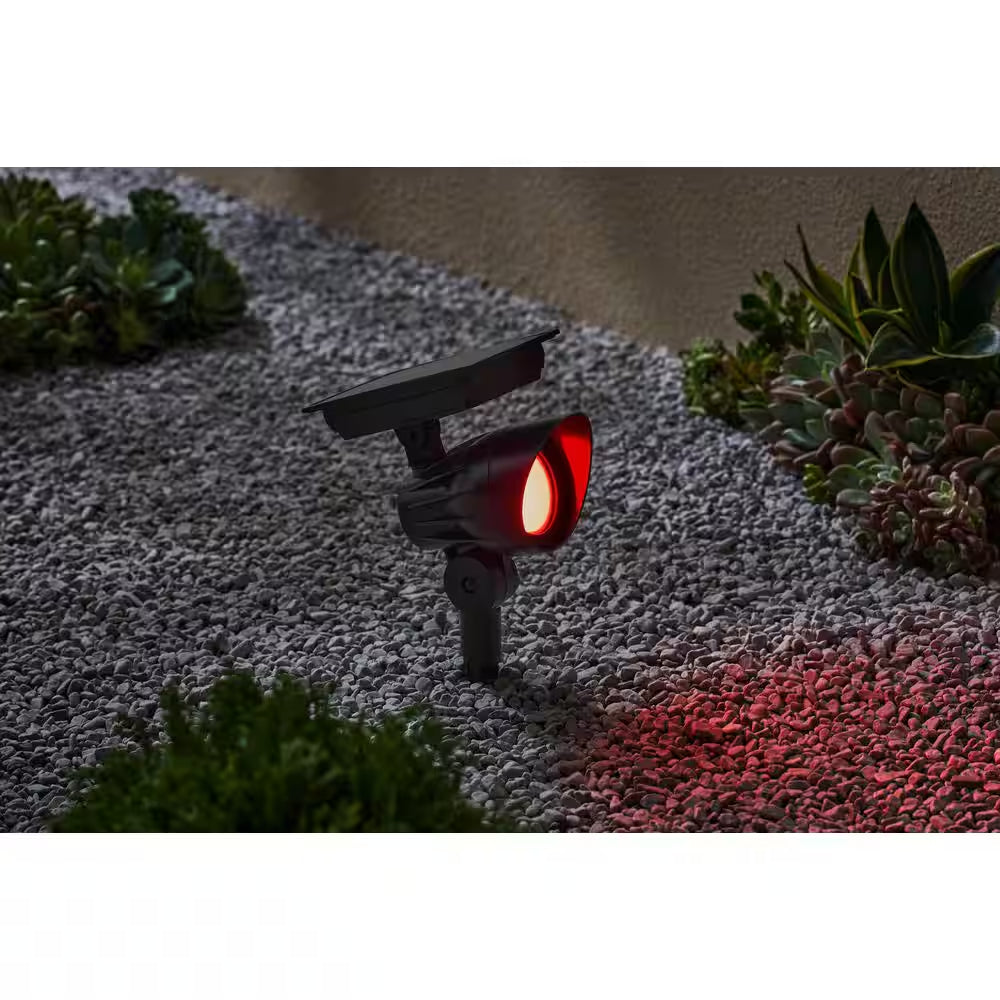 120 Lumen Black LED Weather Resistant Outdoor Solar Spot Light with Color Changing and Adjustable Head