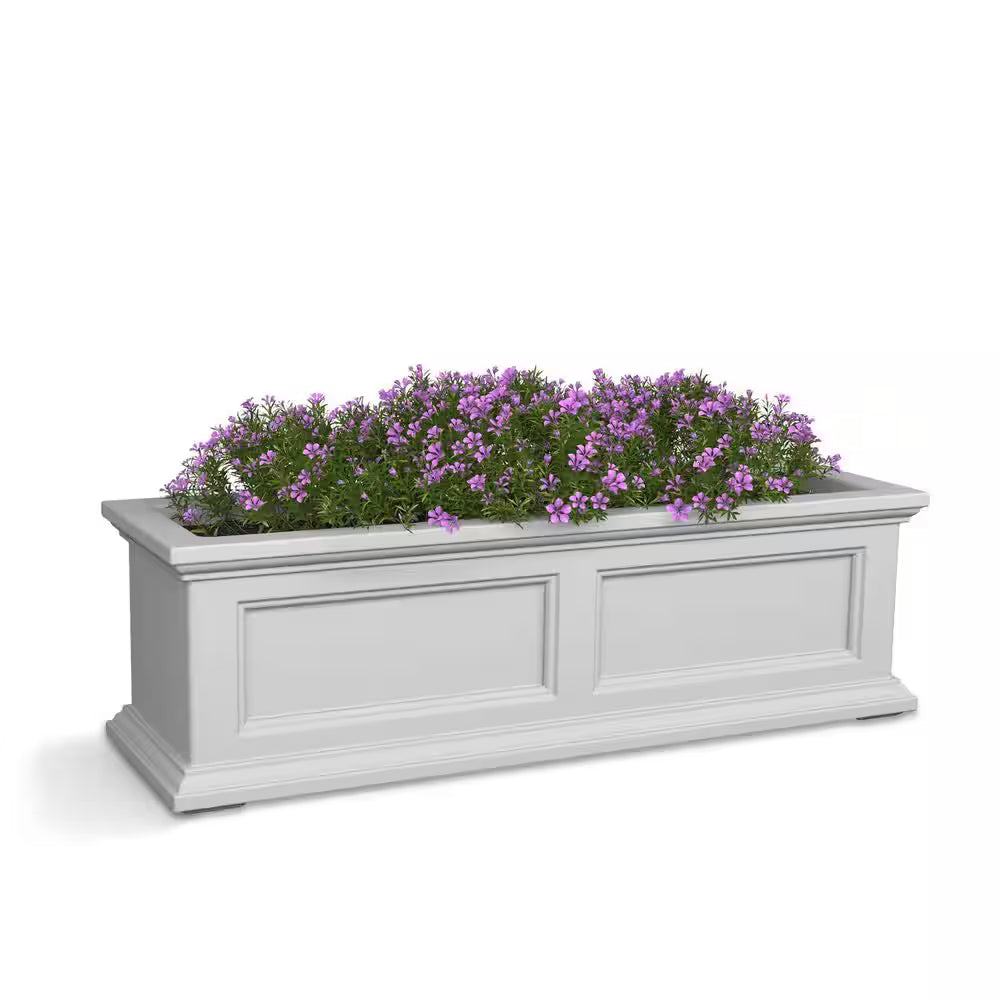 Fairfield 36 In. X 11 In. Self-Watering White Polyethylene Window Box