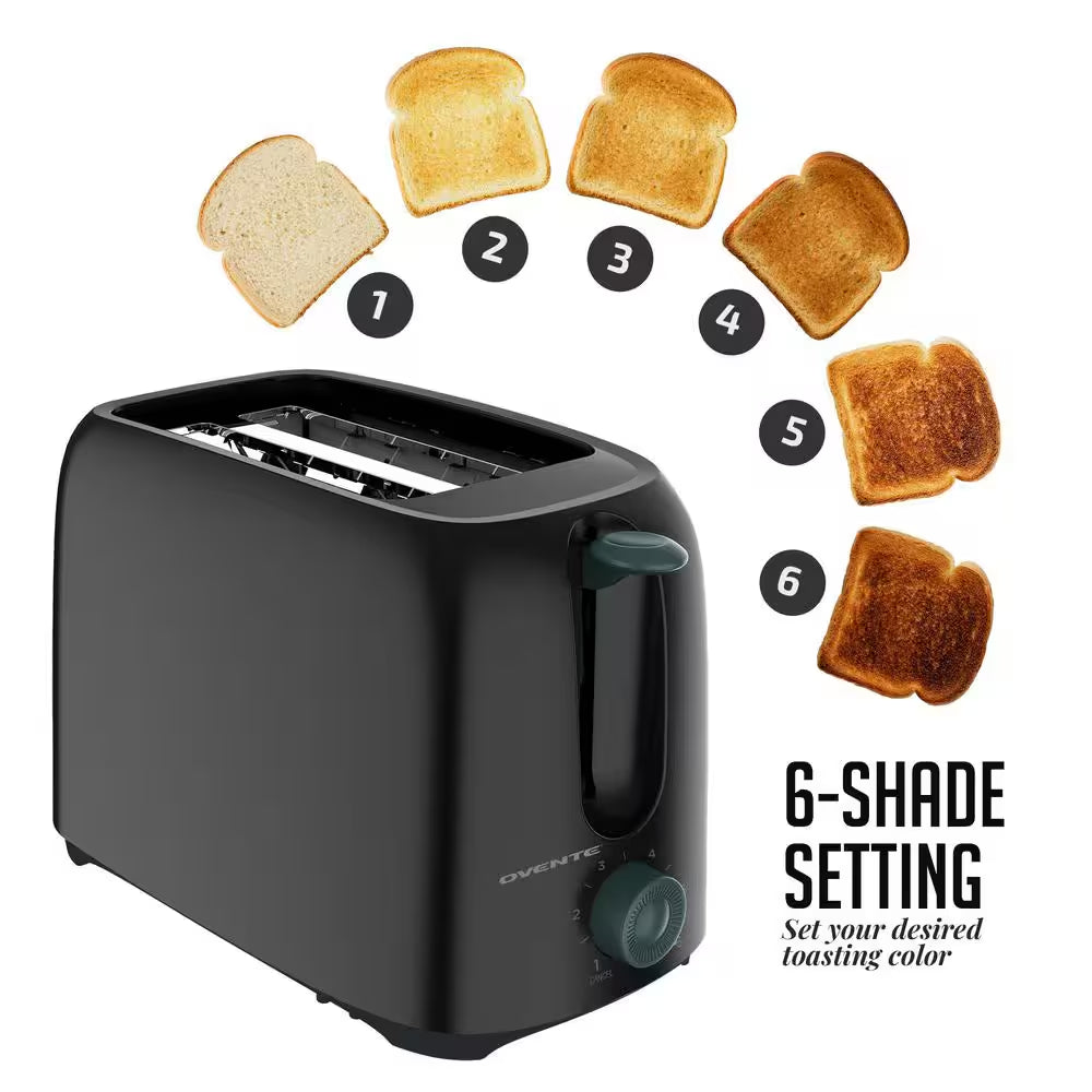 700-Watt 2-Slice Black Bread Toaster
