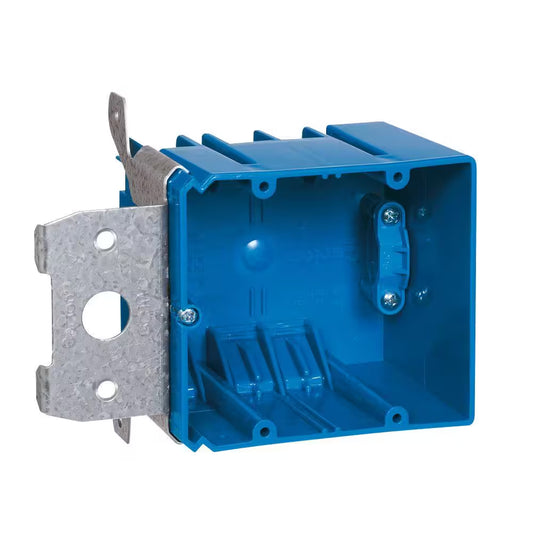 2-Gang 34 Cu. In. Electrical PVC New Work Electrical Box with Adjustable Bracket (B234ADJC)