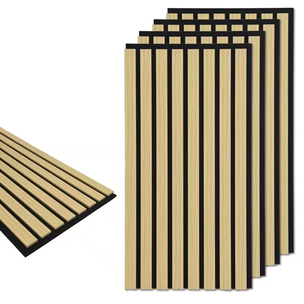 2/5 In. X 1 Ft. X 2 Ft. Yellow Oak MDF Decorative Acoustic Wall Paneling, 3D Soundproof Slat Wall Panels (20-Pack)