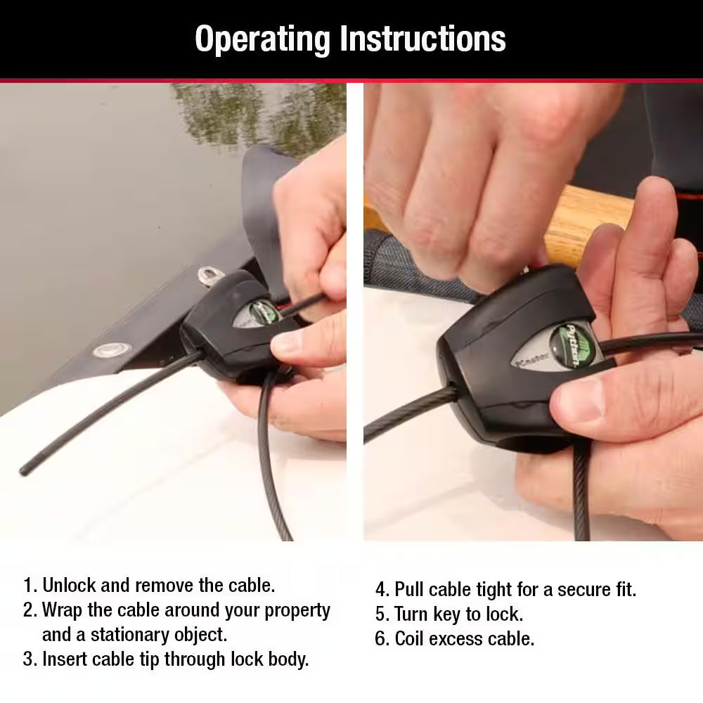 Cable Lock with Key, Adjustable to 6 Ft. Long