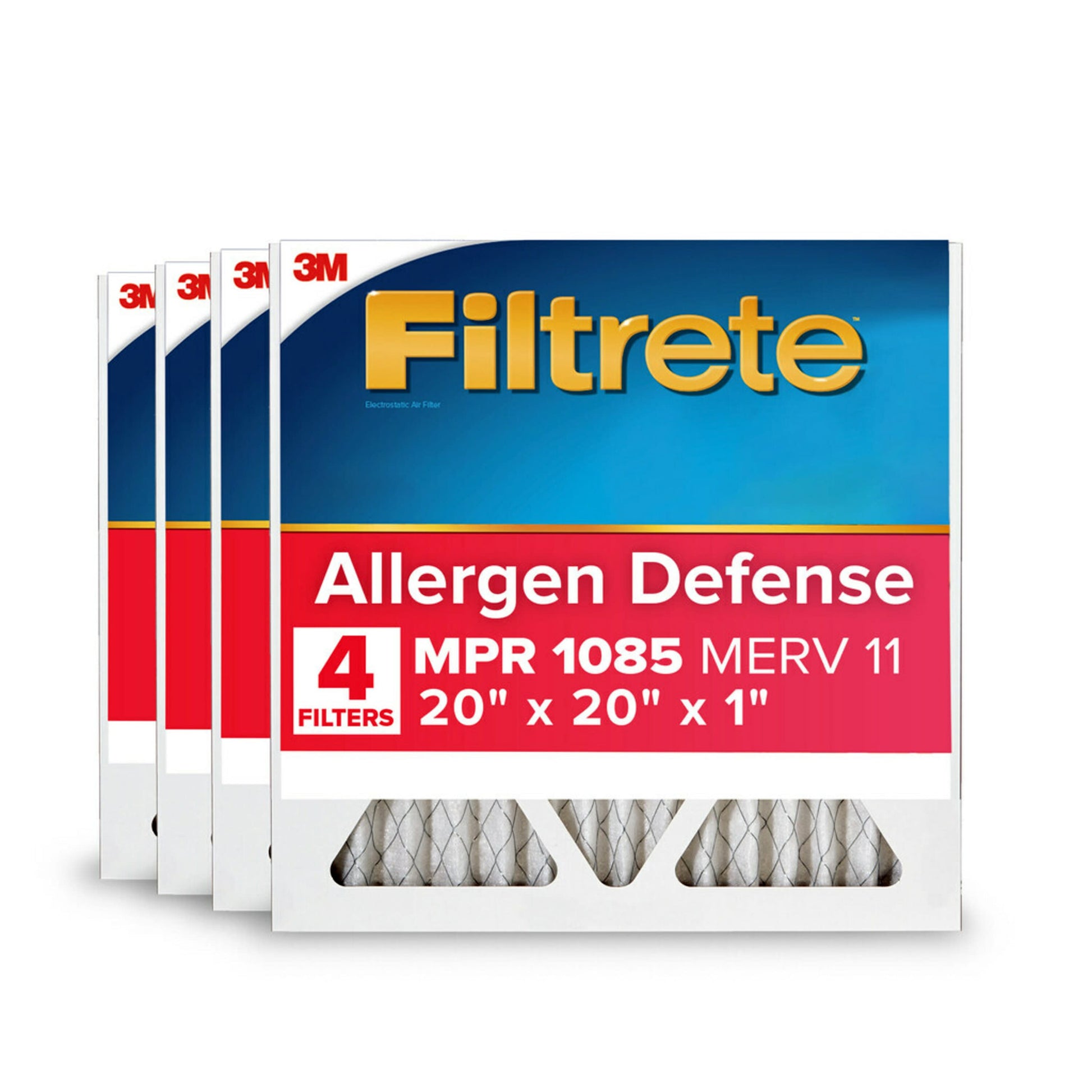 20 X 20 X 1 MERV 11 1085 MPR Allergen Defense Extra Electrostatic Pleated Air Filter 4 -Pack