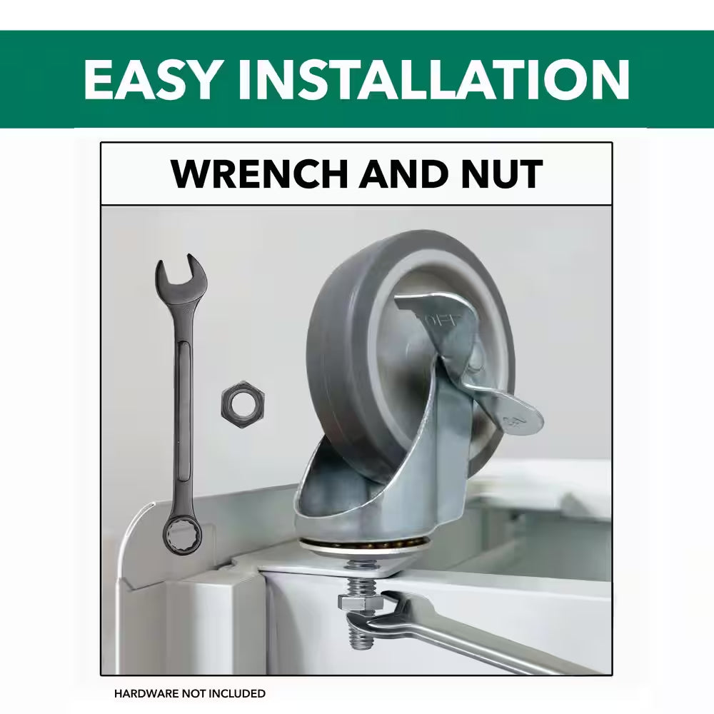 4 In. Gray Rubber like TPR and Steel Swivel Threaded Stem Caster with Locking Brake and 130 Lb. Load Rating