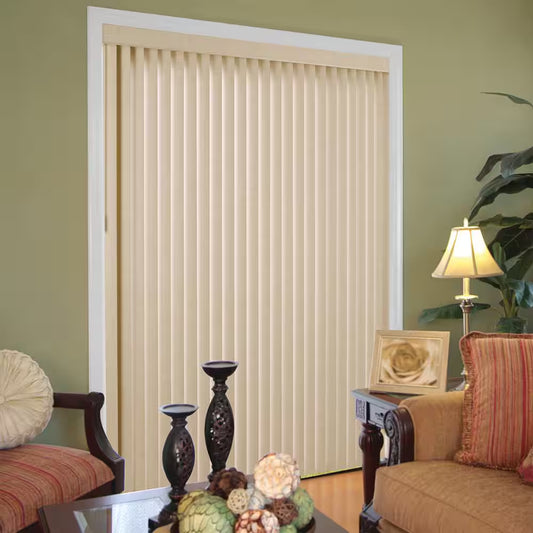 Khaki Cordless Room Darkening Textured Vertical Blinds for Sliding Doors Kit with 3.5 In. Slats - 78 In. W X 84In. L