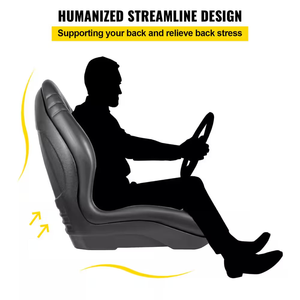 18.8 X 23.1 X 20.6 In. Universal Tractor Seat Replacement with Central Drain Hole Compact High Back Mower Seat, Black