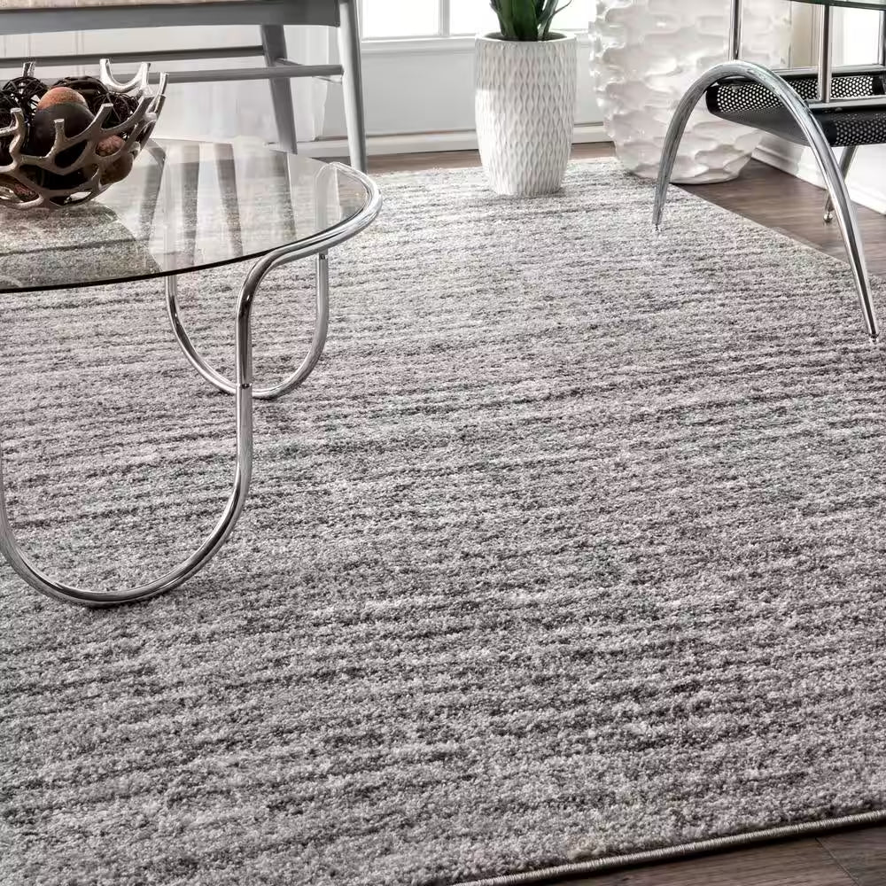 Sherill Modern Ripples Gray 8 Ft. X 10 Ft. Living Room/Bedroom/Dining Room Area Rug