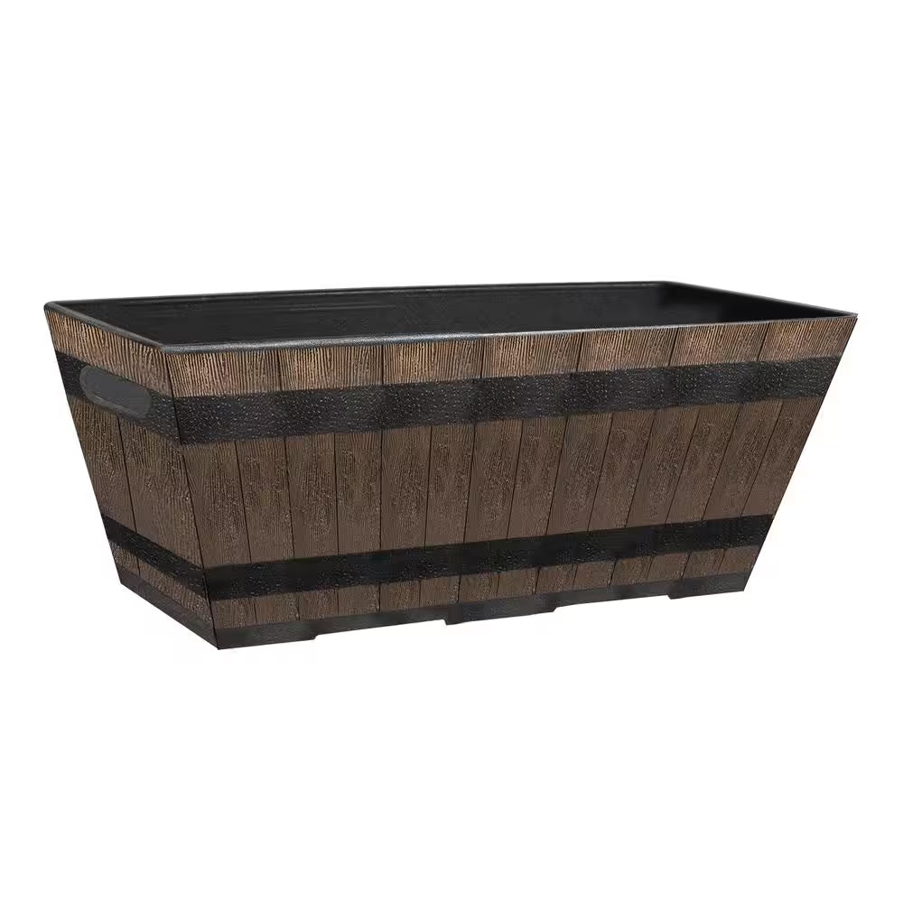Kentucky Walnut Large Resin Rectangle Window Planter Box (10.13 In. L X 20.13 In. W X 7.6 In. H)