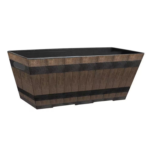 Kentucky Walnut Large Resin Rectangle Window Planter Box (10.13 In. L X 20.13 In. W X 7.6 In. H)