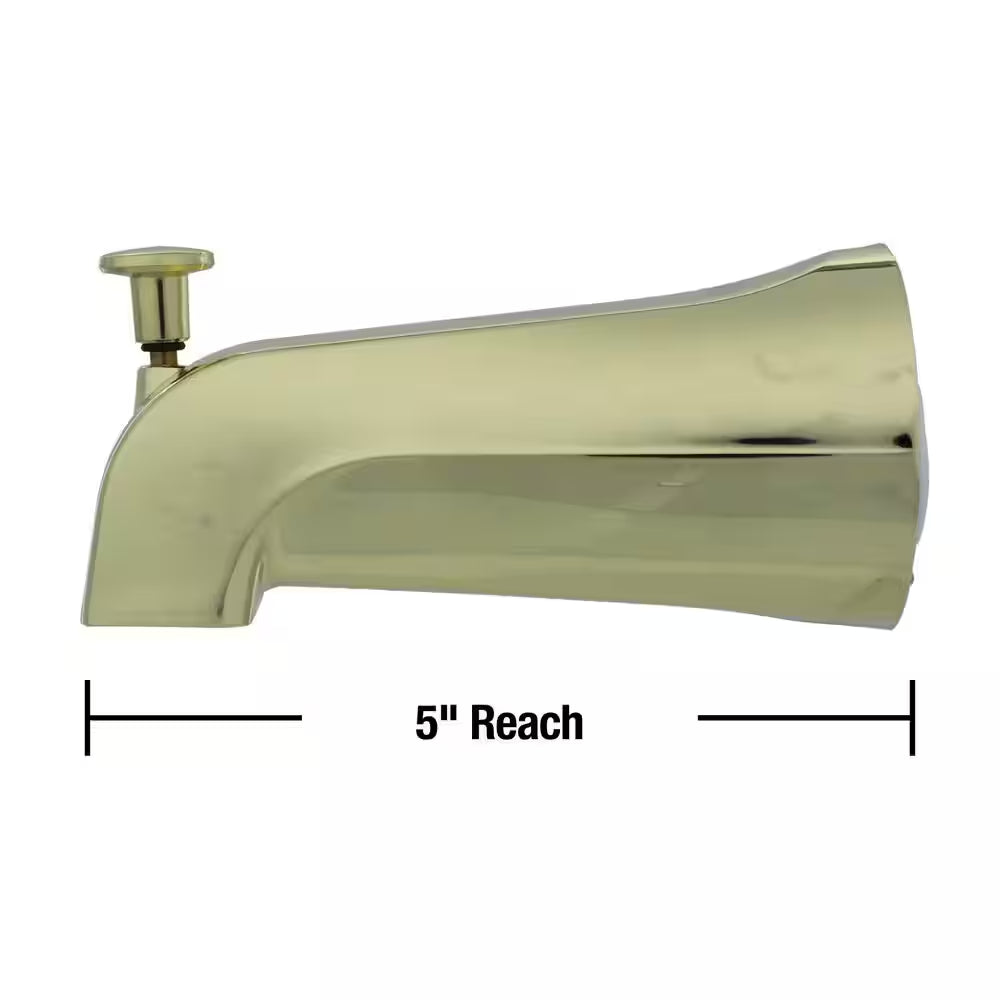 Diverter Tub Spout with Slip Fit and IPS Connection in Polished Brass
