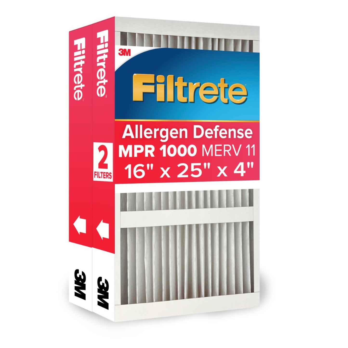 16 X 25 X 4 MERV 11 1000 MPR Allergen Defense Electrostatic Pleated Air Filter 2 -Pack
