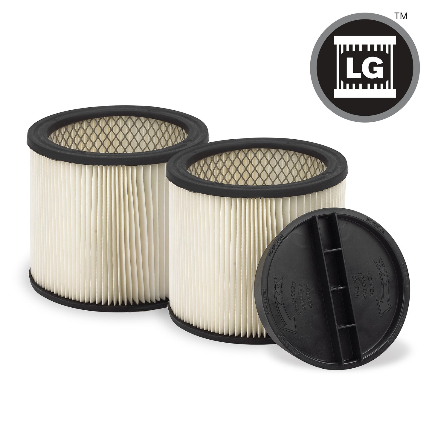 2 -Pack Reusable Large Wet/Dry Shop Vacuum Cartridge Filter