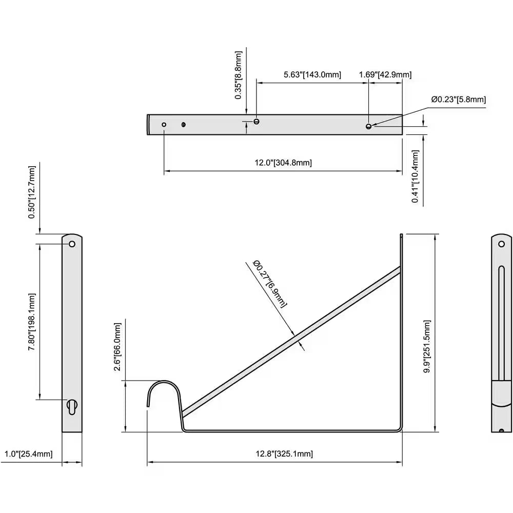 White Heavy-Duty Shelf Bracket and Rod Support