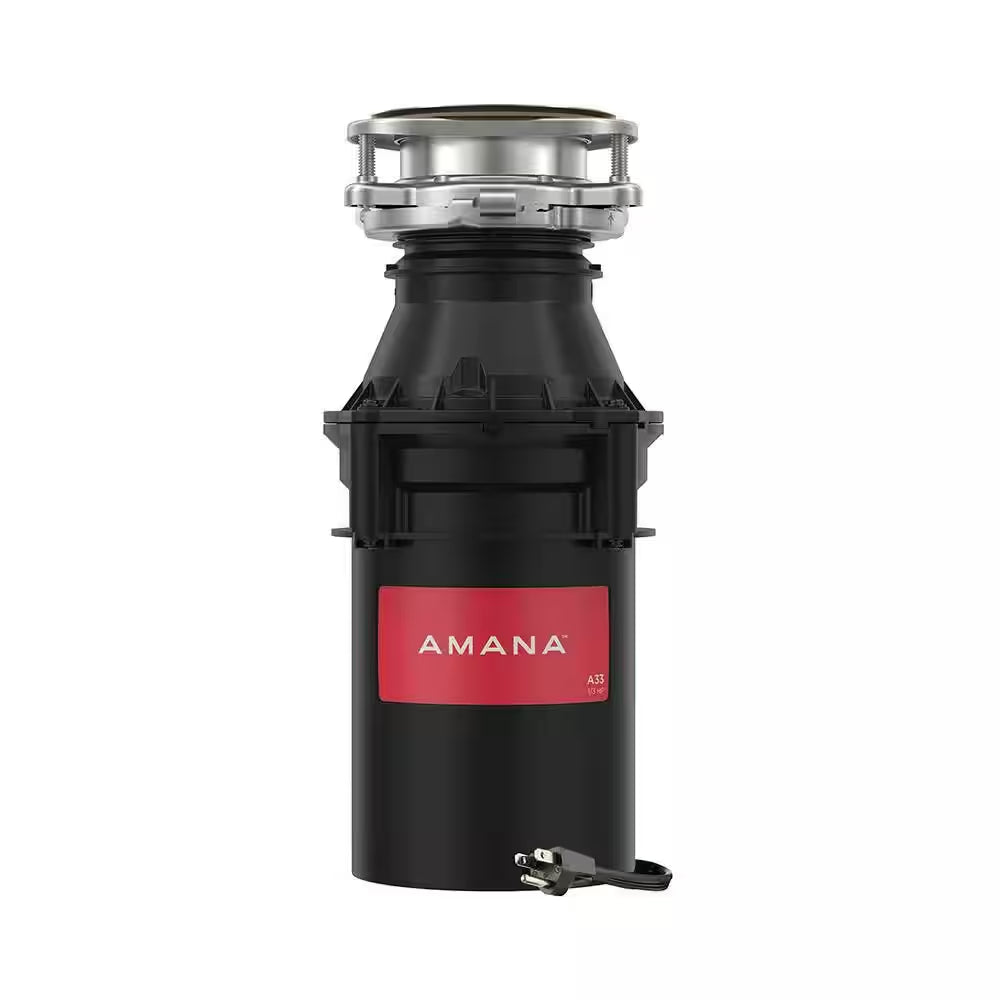 A33 W/C 1/3 HP Continuous Feed Kitchen Garbage Disposal with Power Cord
