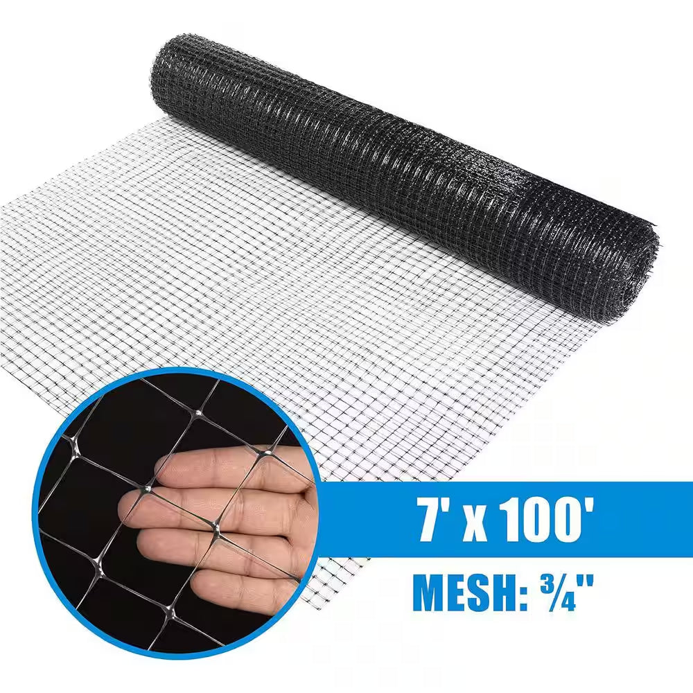 7 Ft. X 100 Ft. X 3/4 In. Black Plastic Bird Netting for Vegetable, Tree and Fruit